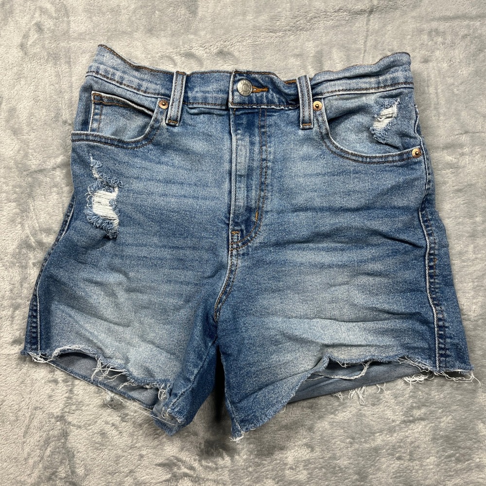 Signature by Levi Strauss Heritage High Rise Shorts Women Blue‎ Distressed 4/27